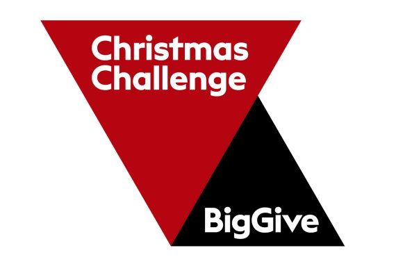 Big Give logo. This comprises a red, equilateral triangle with the point at the bottom. In it says Christmas Challenge. Next to it, is a small black triangle, the opposite way up. That simply says Big Give along the bottom.