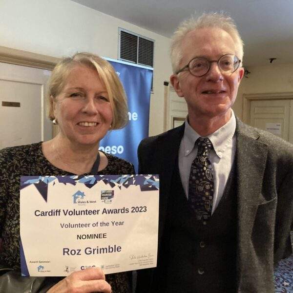 Picture of John Sanders and volunteer Roz Grimble at C3SC awards