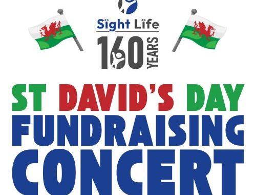 Sight Life logo with a Welsh flag either side and underneath reads St David's Day Fundraising Concert
